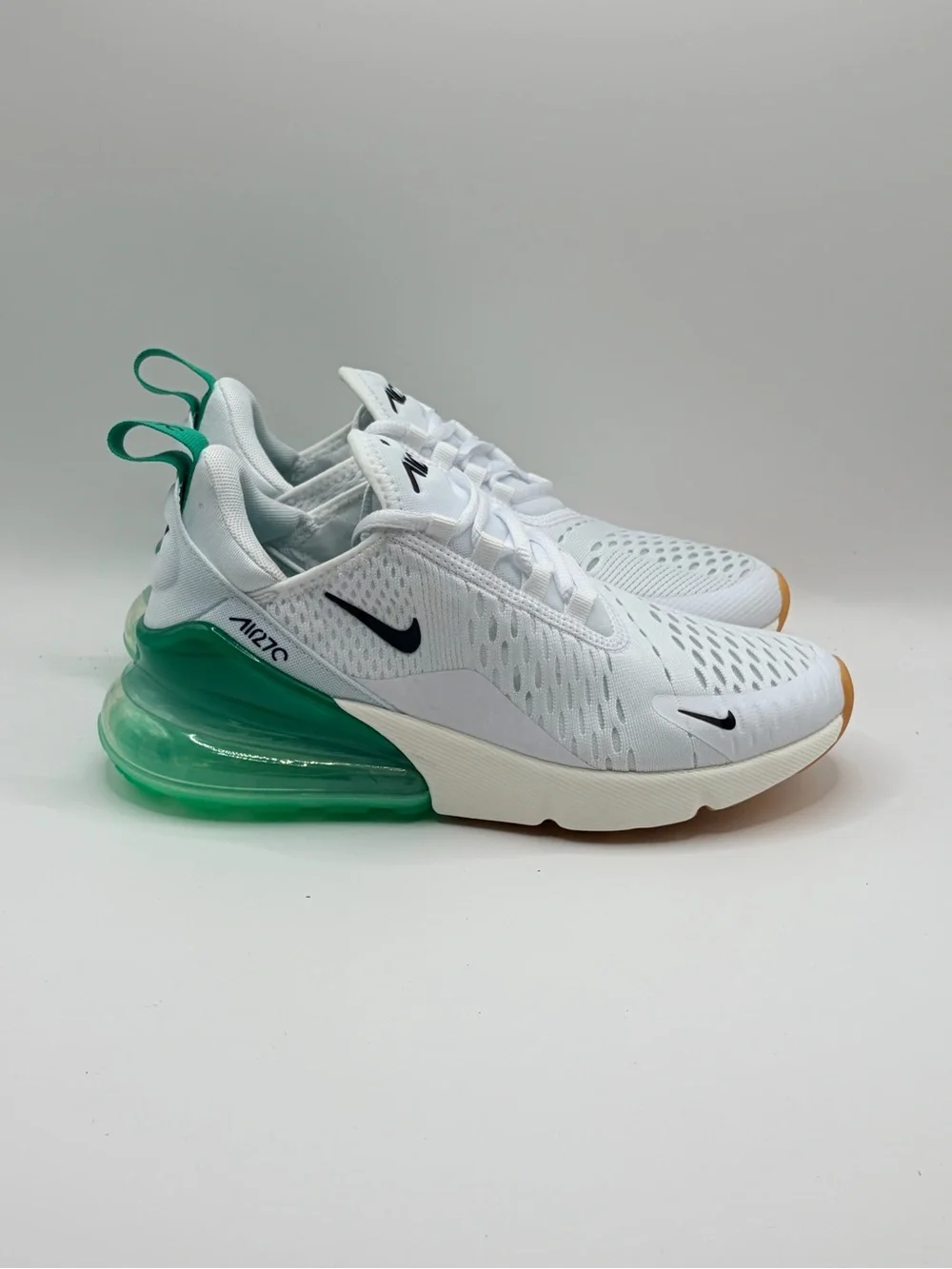 Nike Air Max 270 White Green Black Athletic Shoes NO LID